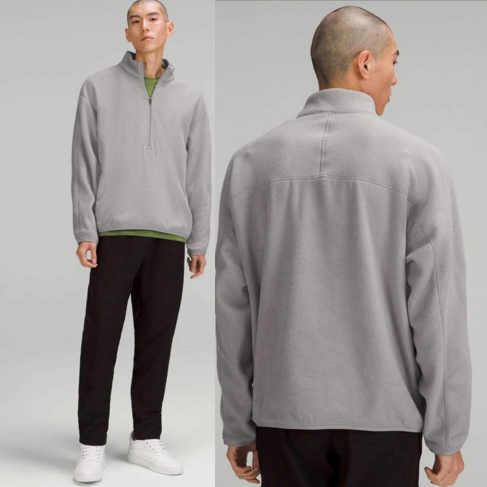 Lululemon Oversized Fit Fleece Half Zip Sweater Mens Sz Large Grey‎ Style M3DTCS